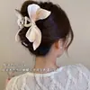 Pinza para el Cabello Grande de Lazo de Satén de Gama Alta para Mujer, Exquisita Pinza Plegada para la Parte Trasera de la Cabeza, Pinza de Tiburón