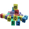 Yilong produce bloques de construcción cuadrados tridimensionales de EVA con costuras de dos colores, dados con impresión a color, juguetes educativos suaves para niños