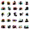 50 Adesivos Fofos de Gato Preto Originais Transfronteiriços Desenho Animado Gato Fofo Impermeáveis Decorativos Adesivos para Capa de Celular Copo Térmico