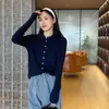 Camisa Polo estilo estrangeiro que reduz a idade! Cardigã de tricô fino de lã feminino, manga longa, lapela, corte justo, afina a silhueta, para ir ao trabalho