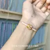 Pulsera Sencilla Semiacabada, Nudo Vajra Tejido a Mano, Colgante de Seguridad Dorado con Cuentas, Hilo Rojo para el Año de Nacimiento