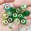 Serie de pulseras de cuentas redondas de resina verde tono verde fresco joyería con cuentas de agujero grande cuentas sueltas venta al por mayor
