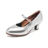 Zapatos de Baile Cuadrado de Cuero Suave con Tacón Grueso de Nuevo Estilo para Mujer, Zapatos de Baile con Tacón Medio-Alto y Suelas Suaves para Adultos, Adecuados para Actuaciones y Competiciones