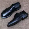 Sapatos casuais de couro masculinos, novos sapatos de couro de amarrar de cano baixo para outono, sapatos de trabalho respiráveis slip-on para homens