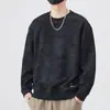 Roupa Exterior Masculina Nova para Primavera e Outono Moletom de Gola Redonda de Manga Longa Ano Novo 2025 Primavera Camiseta Simples com Estampa de Aço Moletom para Homens