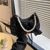 Bolso para Mujer Ins Niche 2026 Nuevo de Moda Tendencia Bolso Cruzado Versátil Cadena de Perlas Lazo Bolso Cuadrado Pequeño