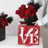 Frete Grátis Bolsa Tote Quadrada Branca com Flores Tendência Embalagem de Buquê Estilo Coreano Bolsa Tote de Papel para o Dia dos Namorados Qixi