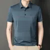 Ropa de Verano para Papá Hombres de Mediana Edad y Mayores Camiseta Rayada Versión con Bolsillo Hombres Solapa Manga Corta Camiseta de Manga Corta Hombres Manga Corta