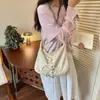 Bolso Bandolera de Lona Minimalista Retro con Lazo para Mujer 2026 Nuevo Versátil Bolso Tote para Viajes Cotidianos Bolso Dumpling