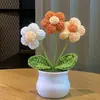 Mini Girassol de Crochê em Vaso Venda Quente Transfronteiriça Ornamento de Mesa Decoração Produto Acabado