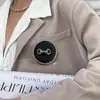 Moda retrô flanela botão de metal estilo Chanel terno de casaco de tweed jaqueta suéter malha fivela decorativa