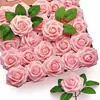 Caixa de Presente Transfronteiriça Espuma Pe Rosa Flor Artificial com Haste 25 Flores Decorativas de Casamento Presente de Dia dos Namorados