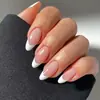 Uñas Francesas de Longitud Media Almendradas, Casuales, Suaves, Blanqueadoras y Dulces, Manicura Removible, Uñas Postizas