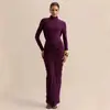 Vestido de Noche Bodycon con Drapeado, Ajustado, Cuello Alto Fruncido Retro Transfronterizo, Atmósfera de Lujo Ligero