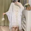 Chal Cheongsam Estilo Chino Nuevo Cárdigan Exterior para Mujer Primavera y Verano Delgado Elegante Encaje Hueco Borla Chal Antiguo