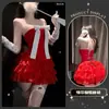 Lencería Sexy con un Lazo y Cinta, Vestido Pastel Suave y Lindo, Uniforme de Chica de Deseo Puro para Nochebuena