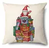 Productos para el Hogar Transfronterizos Amazon Funda de Almohada Navideña Papá Noel Árbol Sofá Funda de Almohada de Lino Funda de Almohada