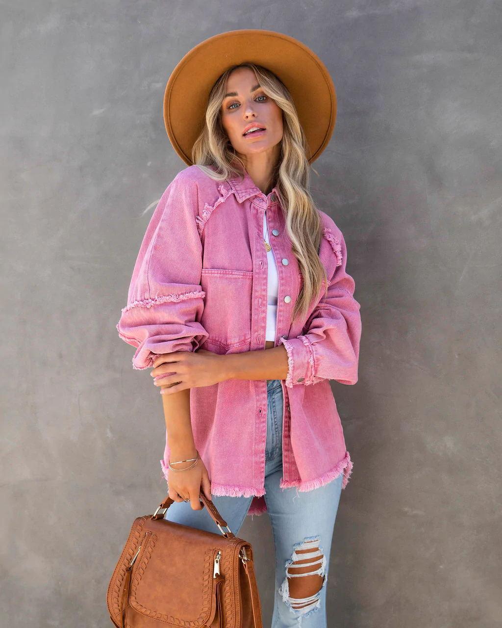 albertacottonfrayedshacketpink