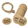 En Stock Vintage Hecho a Mano Redondo Forma de Corazón Papel de Cobre Papel Kraft Etiquetas Colgantes DIY Mensaje para Hornear Empaque de Regalo