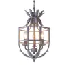 Lámpara de araña de hierro antiguo estilo country americano transfronteriza para sala de estar, comedor, pasillo, entrada, iluminación de lujo ligero para el hogar