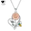 Collar Estilo Pastoral para Mujer, Joyería Transfronteriza, Colgante de Girasol y Abeja, Joyería de Nicho de Gama Alta al por Mayor
