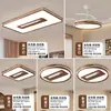 Lámpara de sala de estar estilo vintage, luz de techo con ventilador sin aspas, color nogal, elegante luz principal rectangular para el recibidor