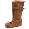 Sandálias com Salto Interno Meia-Canela 2026 Novo Estilo Sapatos Únicos de Duas Vias Removíveis Estilo Doce Botas de Ballet Botas de Camurça Franzidas