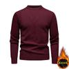Suéter grueso con forro polar para otoño e invierno, cálido, de punto, para hombre, con cuello redondo, base superior