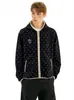 Sudadera con capucha de punto informal de lunares estilo americano transfronteriza para hombre y mujer, corte holgado, bloques de color, chaqueta bordada para otoño e invierno