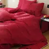 Juego de ropa de cama de alta gama de 100S de cuatro piezas para boda, diseño nuevo, sábana roja, colcha nueva para habitación de bodas, funda de edredón para boda y ropa de cama