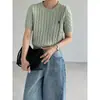 Jiangzuo Retro Suéter Corto de Punto con Cable Bordado de Manga Corta para Mujer 26 Otoño Adelgazante Jersey de Punto Corto 6601