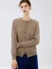 Nuevo suéter de cachemira pura para otoño e invierno, cuello redondo, corte ajustado, versátil, prenda superior cálida, suéter, abrigo, cárdigan de punto