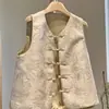 Novo Colete Estilo Chinês Nacional, Alto Padrão, Estilo Jovem, Peça Externa Fina para Primavera e Outono, Tamanho Grande com Botão de Flor de Lótus Estilo Zen para Mulheres