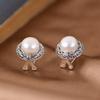 Pendientes de Plata S925 Rey Ciervo Dorado Patrón de Vid de Moda Artística Incrustados con Perlas de Agua Dulce Pendientes de Plata para Mujer