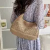 Bolso de Gran Capacidad para Mujer, Nuevo Bolso de Hombro de Paja Tejido a Mano de Tendencia Primavera y Verano para Vacaciones en la Playa, Bolso Cruzado