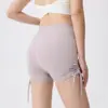 Shorts de Yoga Fitness de Cintura Alta con Cordón Anti-Exposición Pantalones de Entrenamiento para Correr Shorts Deportivos para Mujer