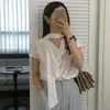 Camiseta de Cuello Alto sin Mangas Fina Semitransparente Versátil Elegante Estilo Nuevo Dongdaemun Coreano Transfronterizo con Cuello Bufanda de Cinta