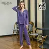 Pijama de Terciopelo de Seda Pesado Nuevo Otoño/Invierno 2026 para Mujer, Conjunto de Ropa de Casa Gruesa Cálida de Seda de Morera de Alta Gama
