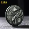 Jade Verde Hetian de Xinjiang Pingente de Cobra do Zodíaco Material Fino Amuleto Guardião do Ano da Cobra Moeda de Dinheiro Espírito da Montanha Fonte de Suprimento para Transmissão ao Vivo