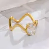 Anillos de Piedras Preciosas con Forma de Ola Más Vendidos en Europa y América, Versátiles Estilos Multicolor, Suministro Transfronterizo por Transmisión en Vivo, En Stock, Dropshipping de Una Pieza