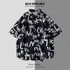 Camisa Estampada de Manga Corta Festival del Salpicado de Agua para Hombre Playa Hipster Retro Estilo Hong Kong Vintage Tienda de Segunda Mano Camisa Floral para Pareja
