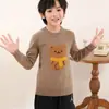 Engrosado 0 Oso Niños Siete Agujas Lana Pura Dibujos Animados 10 Suéter Bordado Bufanda de Mujer Mismo Estilo Cuello Medio Alto Hombres