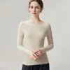 Suéter de cachemira 100% pura de cuello redondo ajustado para mujer, nueva camiseta base de punto para otoño e invierno, top interior de manga larga
