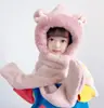 Gorro de Peluche para Niños, Bufanda de Invierno, Gorro de Una Pieza, Conjunto de Dos Piezas de Dibujos Animados con Forro de Felpa, Lindo Gorro con Protección para Orejas de Bebé para Niños y Niñas