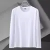 Transfronterizo - PersonalizableCamiseta Básica de Manga Larga para Hombre Ajuste Delgado Seda de Hielo Color Sólido Cuello Redondo Versátil Elástica