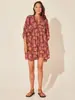 Moda Transfronteriza para Mujer Cuerda de Corbata Floral Manga Corta Holgada Casual Vestido de Ram Falda de Vacaciones en la Playa