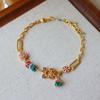Nueva Pulsera de Flores Rueda Dopamina Color Retro Estilo Chino Niche Simple de Alta Gama Versátil Pulsera con Goteo de Aceite para Mujer