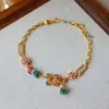 Nuevo Estilo Chino Retro Colorido Rueda de Dopamina Flor Pulsera de Alto Grado Simple Nicho Versátil Pulsera de Gota de Aceite para Mujer