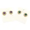 Pendientes de botón diarios para niñas MPE124 diseño retro clásico con piedras preciosas de colores y adornos de perlas artificiales en forma de gota
