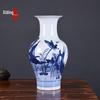 Vaso de cerâmica ornamentos mão esculpida peixe de lótus grande Guanyin garrafa arranjo de flores decoração de chão flor atacado